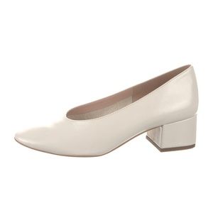 White leather Loeffler Randall pumps
